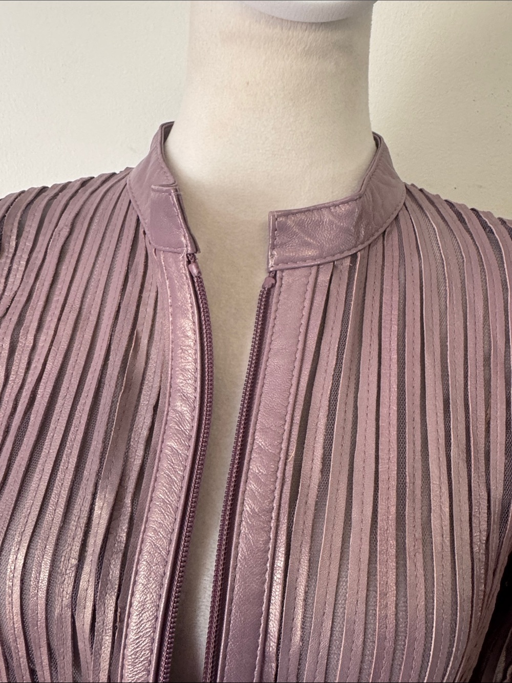 Dakota west haute couture iridescent purple lavender leather Fringe Lace Jacket - Picture 5 of 8